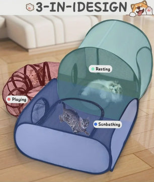 Opvouwbare Katten Tunneltent Speelpen - Ademend Polyester voor Binnen & Buiten