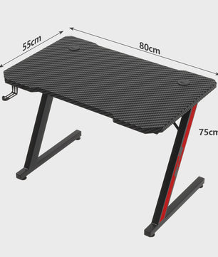 Gaming Bureau 80x52 cm met Carbon Fiber Look en Koptelefoonhaak