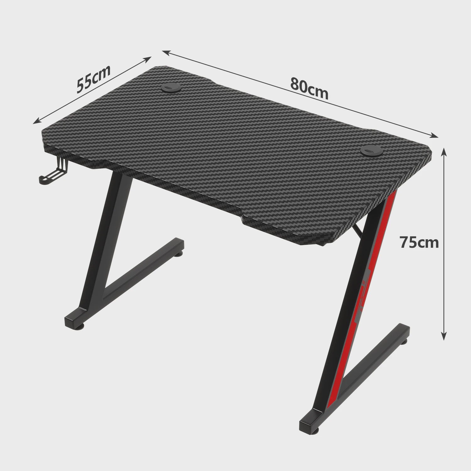 Gaming Bureau 80x52 cm met Carbon Fiber Look en Koptelefoonhaak