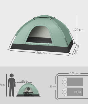 Outsunny 2-Persoons Koepeltent - Camouflage, Lichtgewicht & Ventilerend
