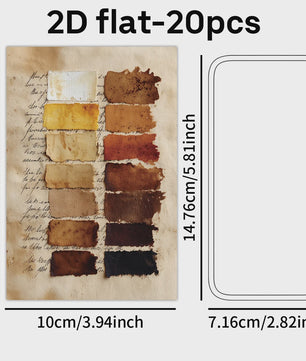 20 Vintage Aquarel Verf Swatch Postkaarten Set - Decoratieve Kunstkaarten voor Collage & Cadeau