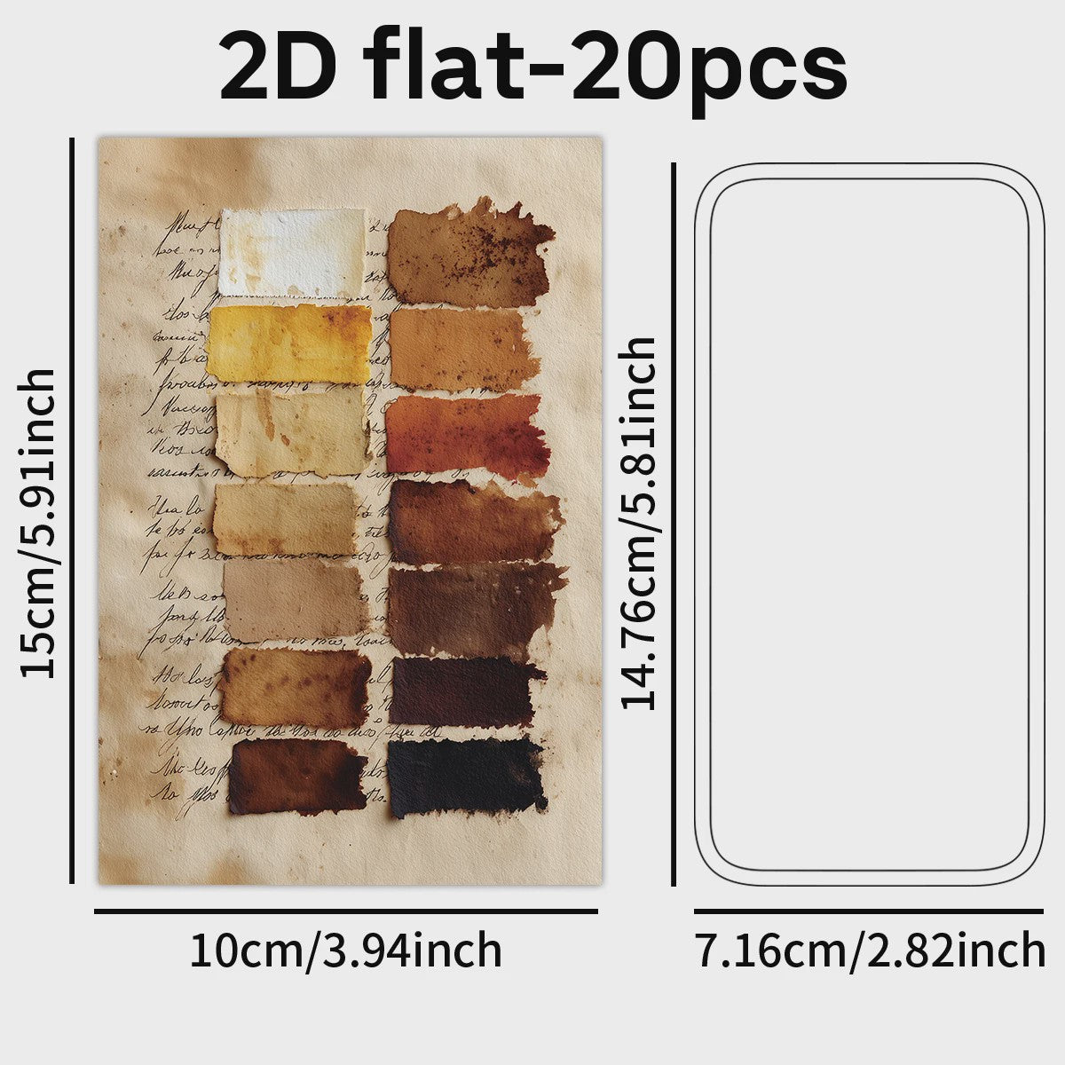 20 Vintage Aquarel Verf Swatch Postkaarten Set - Decoratieve Kunstkaarten voor Collage & Cadeau