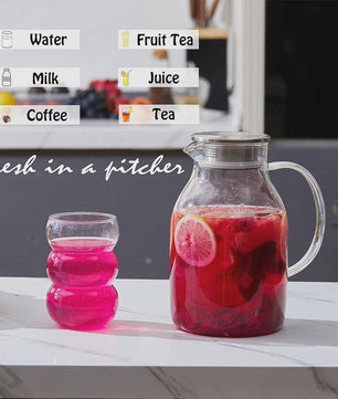 HeY LiLac Glazen Waterkan 1.8L met Deksel - Stijlvol en Praktisch