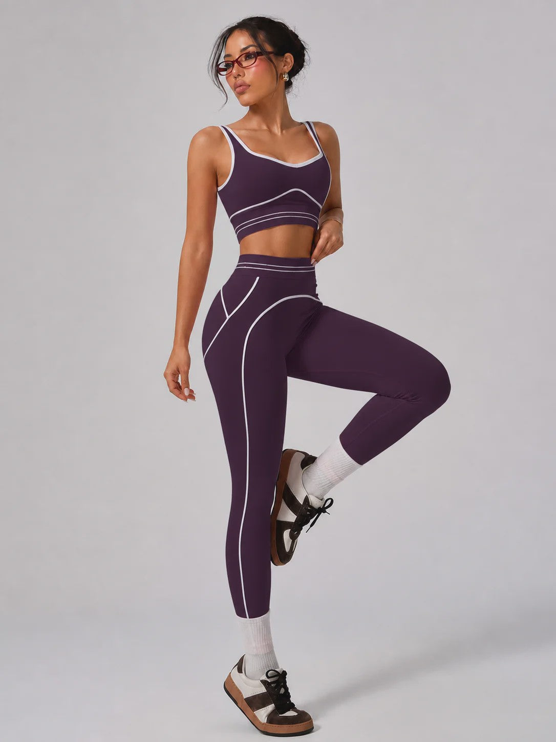 Dames Yoga Set: Seamless Crop Top & Hoge Taille Legging - 2-delig Sportpak