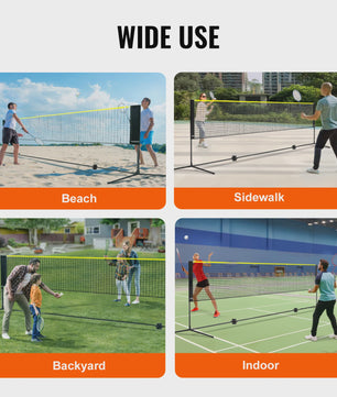 Verstelbaar Sportnet 20FT - Badminton, Volleybal, Tennis, Pickleball - Draagbaar & Inklapbaar