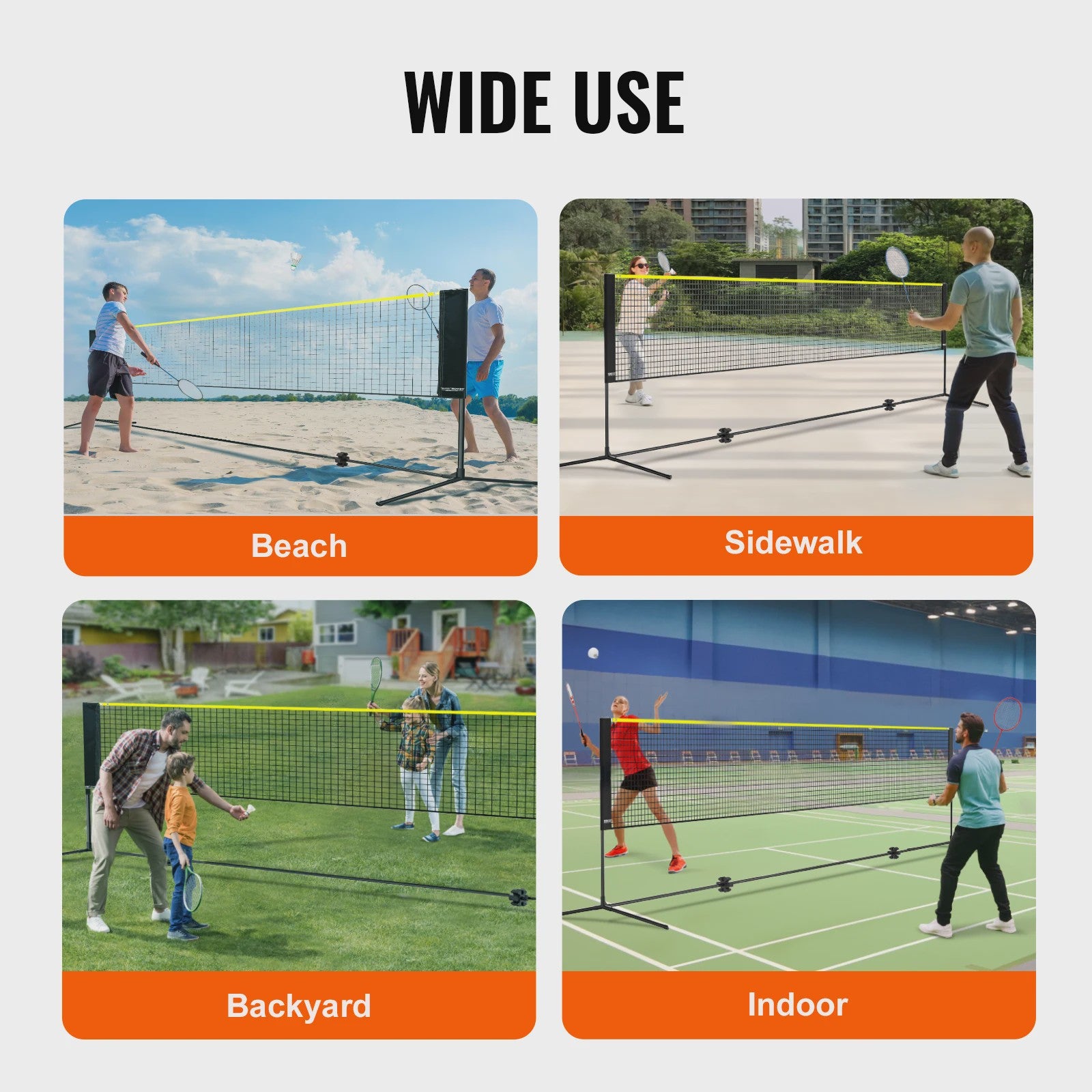Verstelbaar Sportnet 20FT - Badminton, Volleybal, Tennis, Pickleball - Draagbaar & Inklapbaar