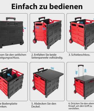 Opvouwbare Boodschappentrolley met Deksel en Telescoopsteel - Handig voor Boodschappen, Tuin & Camping