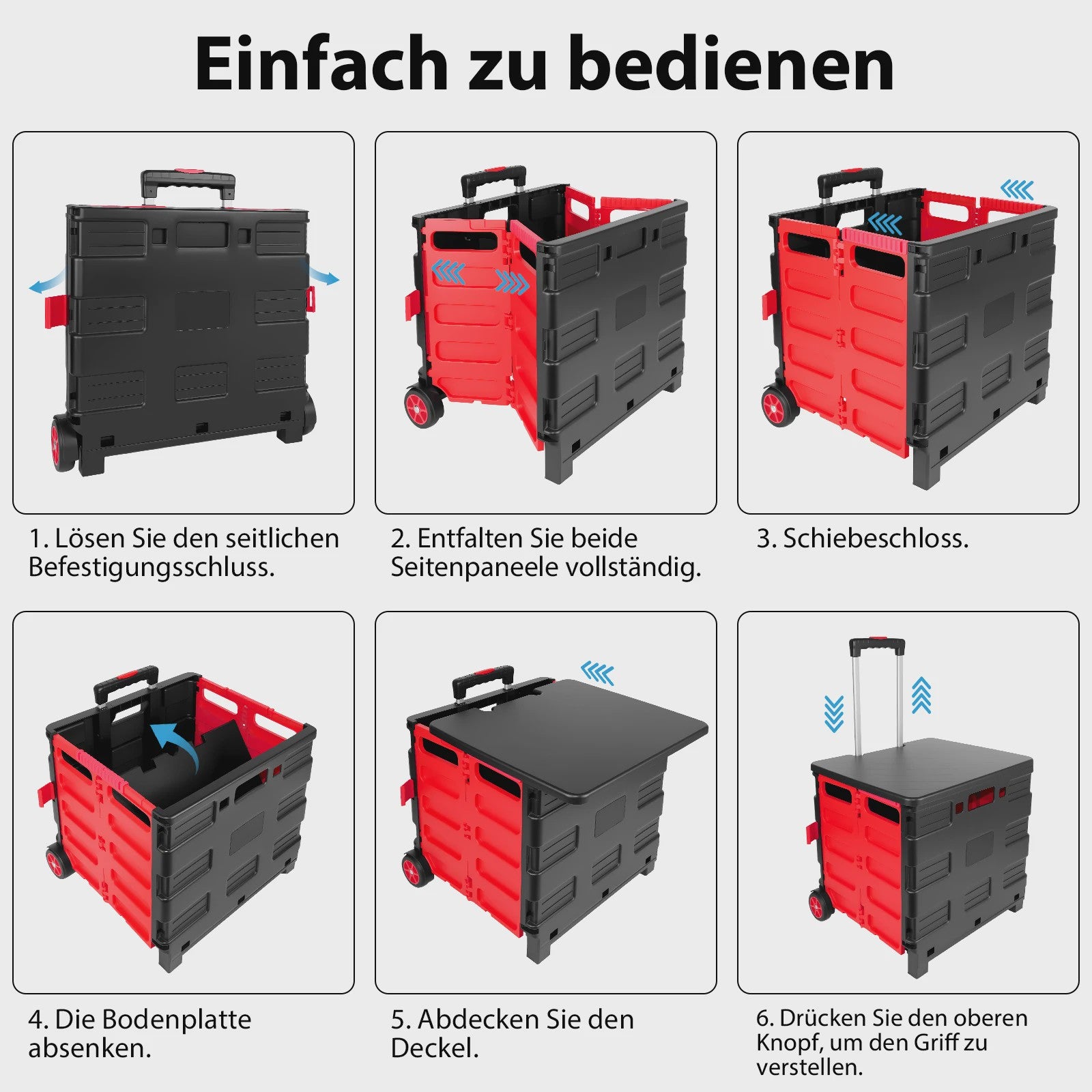 Opvouwbare Boodschappentrolley met Deksel en Telescoopsteel - Handig voor Boodschappen, Tuin & Camping