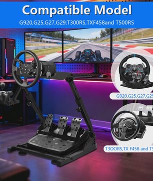 Opvouwbare Racing Wheel Stand van Carbon Staal met Shifter Mount - Compatibel met Logitech & Thrustmaster