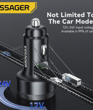 Essager 105W Auto Oplader: Snelladen met USB-C, QC4.0, PD & PPS voor iPhone, Samsung, Xiaomi