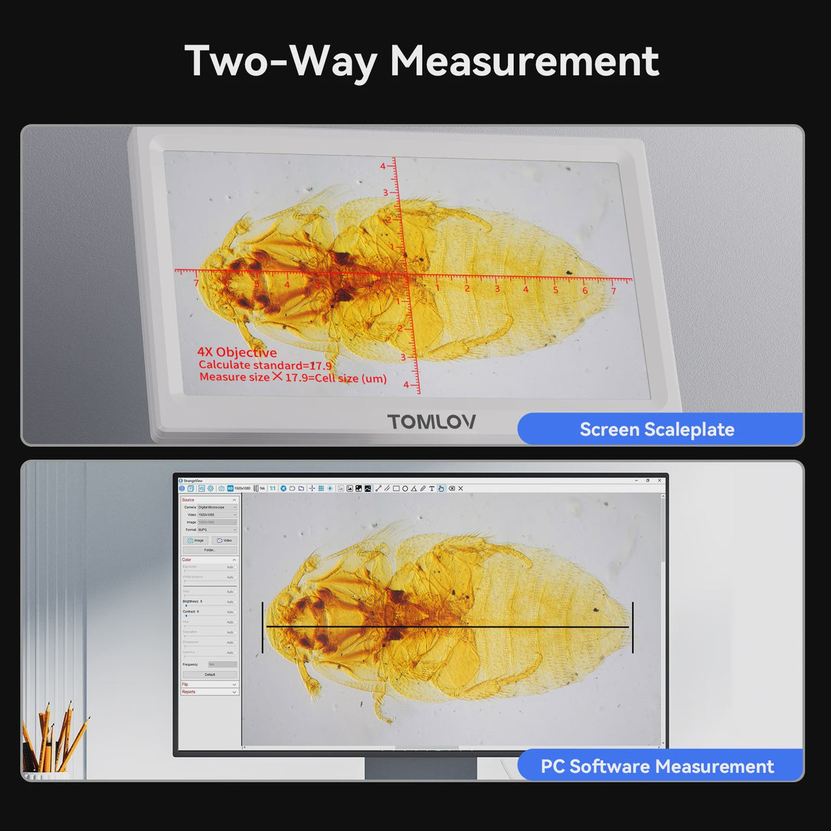 TOMLOV DM301 Max Digitale Biologische Microscoop - 1200x Zoom met 7" Scherm voor Onderwijs