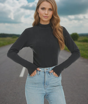 Dames Turtleneck Trui met Lange Mouwen - Basic Ribgebreid Slim Fit Top