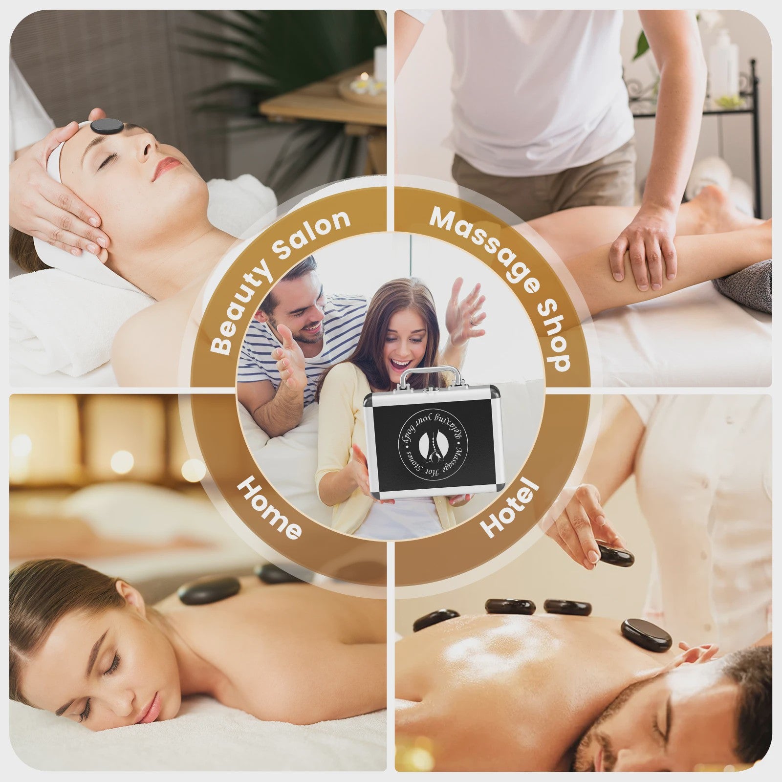 Professionele Hot Stone Massage Set met Verwarmer - 20 Stenen & Temperatuurregeling