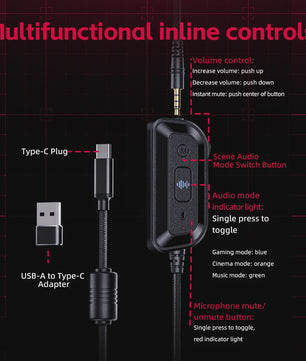 FIIO FG3 HIFI Gaming Headset: Virtueel 7.1 Surround Sound, Dual Drivers & ENC Microfoon