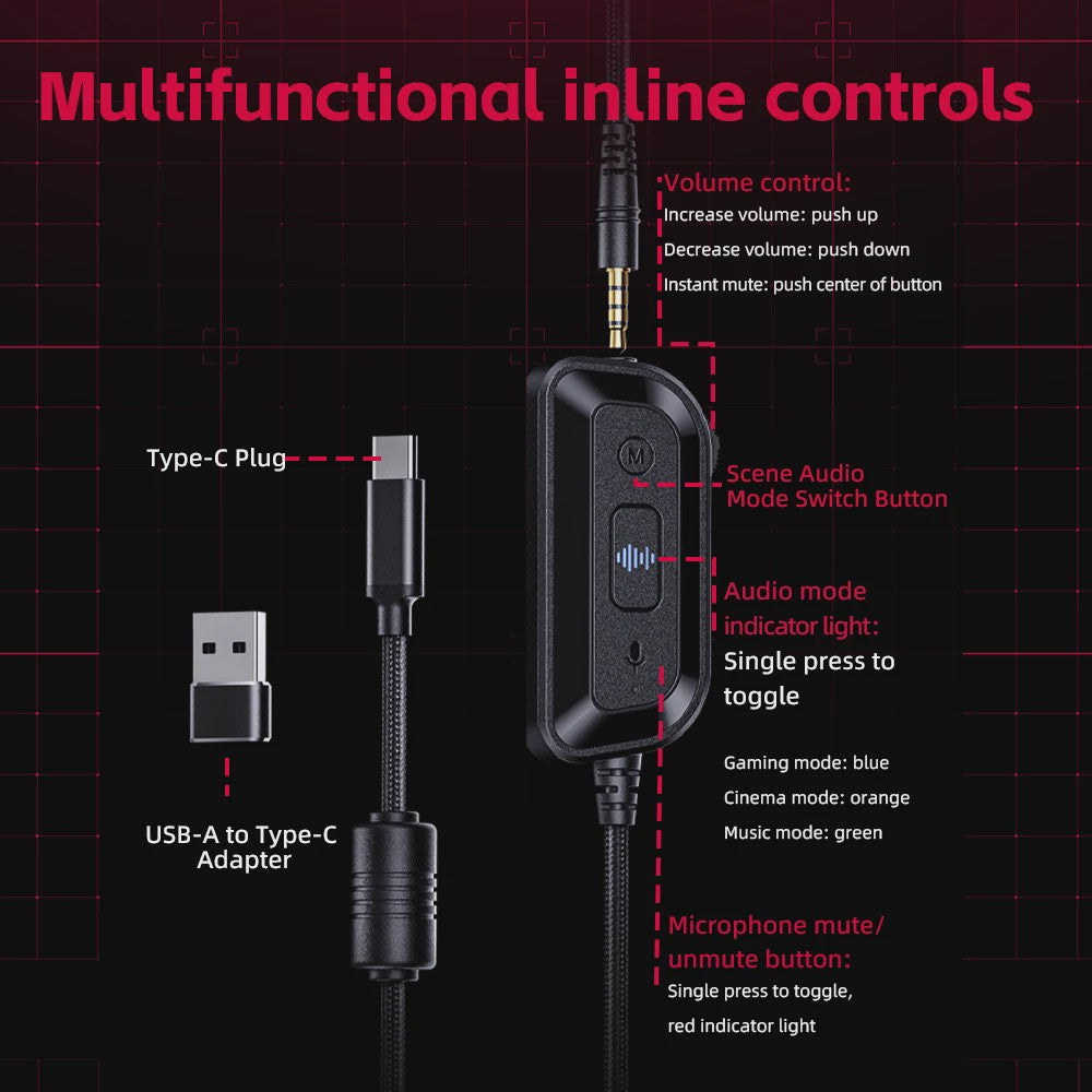 FIIO FG3 HIFI Gaming Headset: Virtueel 7.1 Surround Sound, Dual Drivers & ENC Microfoon