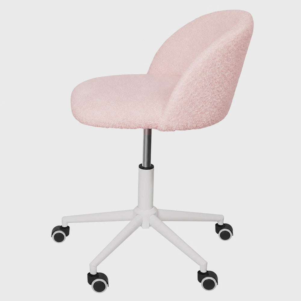 Stijlvolle Bureaustoel & Make-up Stoel met Schuimvulling en Verstelbare Hoogte - Roze, Wit of Grijs