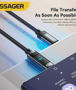 Essager 240W USB-C naar USB-C Kabel met Digitaal Display - PD 3.1 Snellader