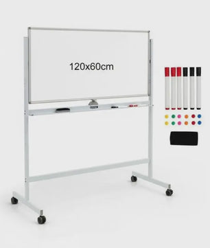 Dubbelzijdig Mobiel Whiteboard 120x60cm met Magneten, Pennen en Gum
