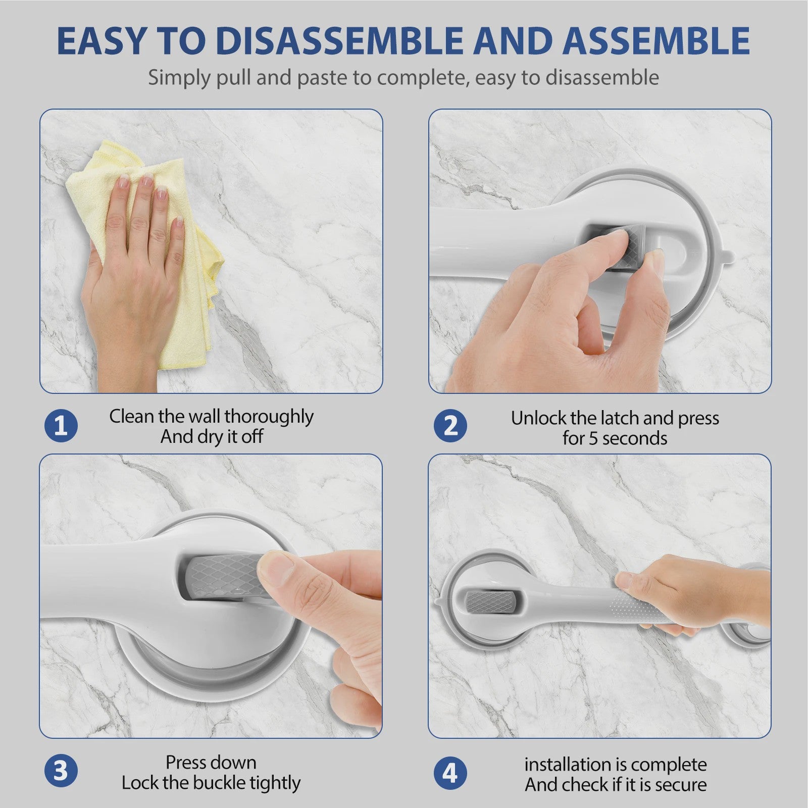 Veiligheidsbeugel Douche & Bad - Anti-slip Handgreep met Zuignappen - Zonder Boren