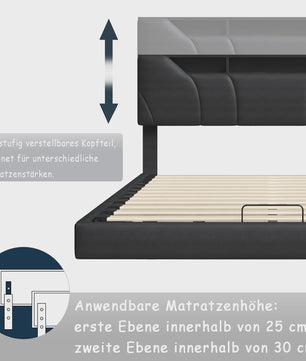 Anajqaqia Gestoffeerd Bed 140x200cm met Verstelbaar Hoofdbord en Opbergruimte