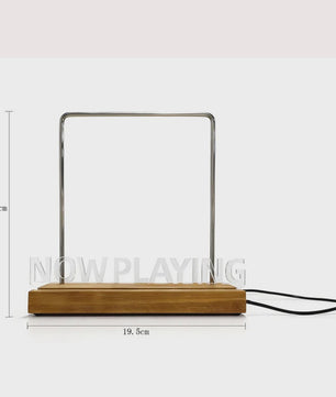 Retro Houten "Now Playing" Vinyl Platenstandaard met Neon LED Verlichting