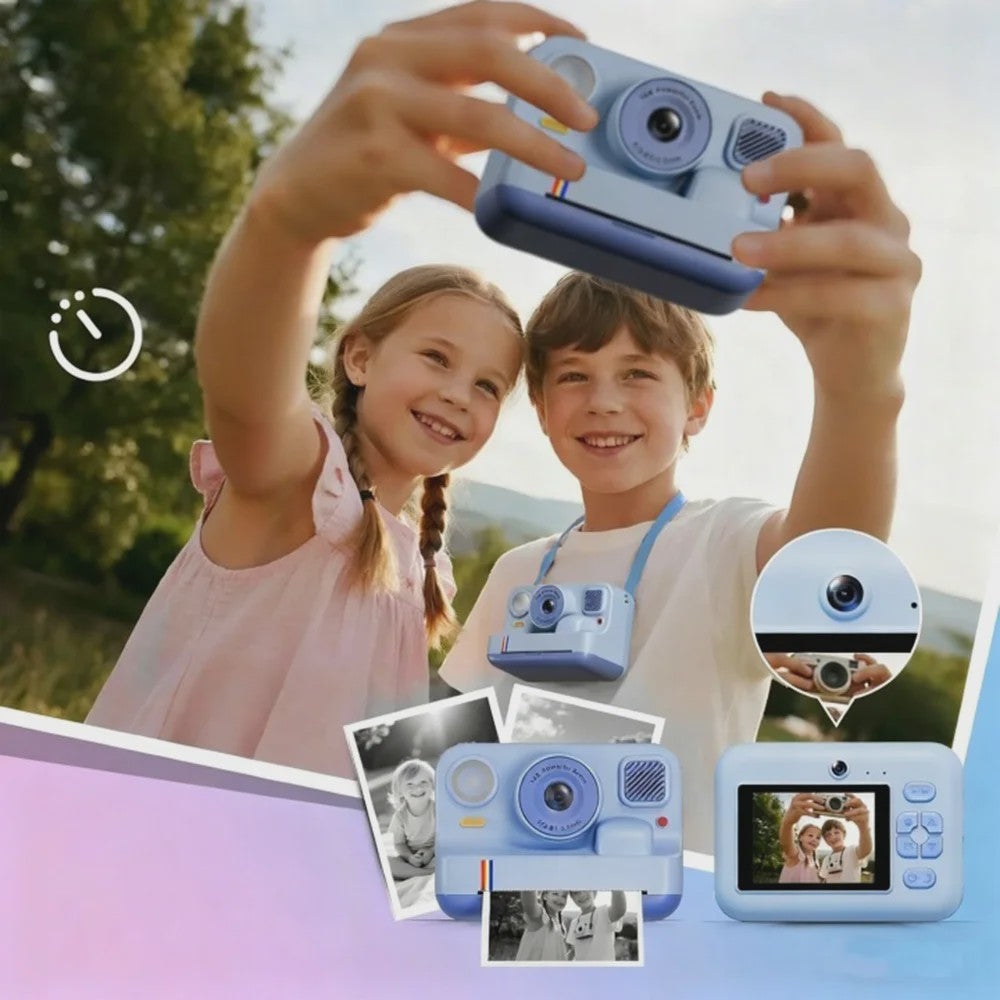 Direct Print Kinder Camera - 1080P FHD Digitale Camera met Selfie Functie & Printpapier
