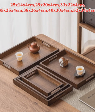 Luxe Houten Serveerplank met Handvat - Bamboe & Walnoot Kleur