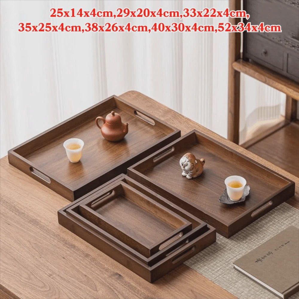 Luxe Houten Serveerplank met Handvat - Bamboe & Walnoot Kleur