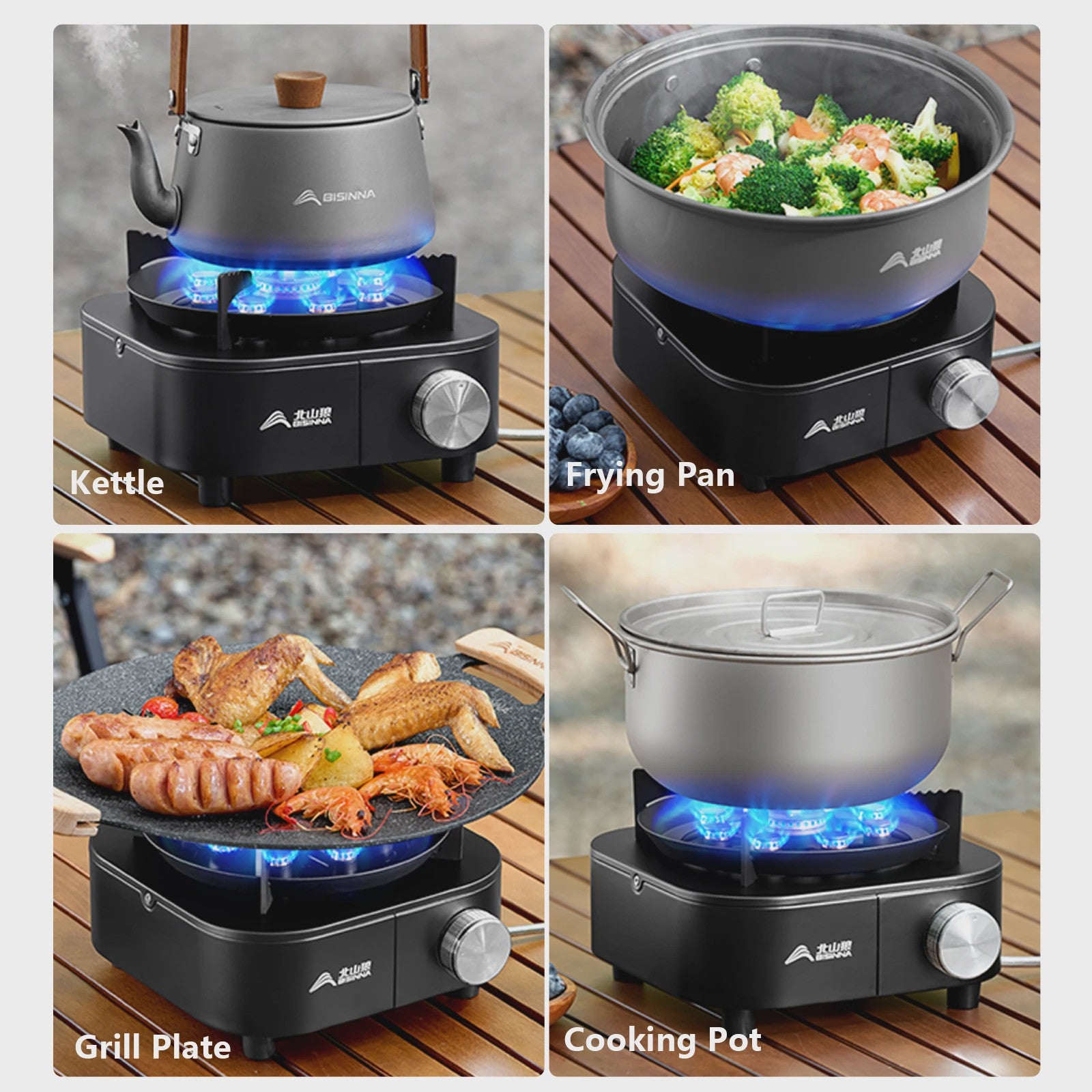 BISINNA Draagbare Camping Gasbrander 10000W - Krachtige Vlam voor Buiten Koken & Barbecue