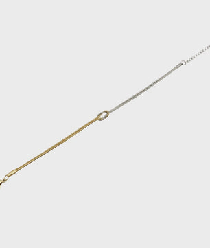 Dubbele Slangenketting Armband met Liefdesknoop - Roestvrij Staal Goudkleurig