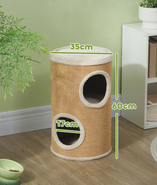 Kattenkrabpaal Toren met 2 Niveaus en Sisal Bekleding - Ø 35x60 cm
