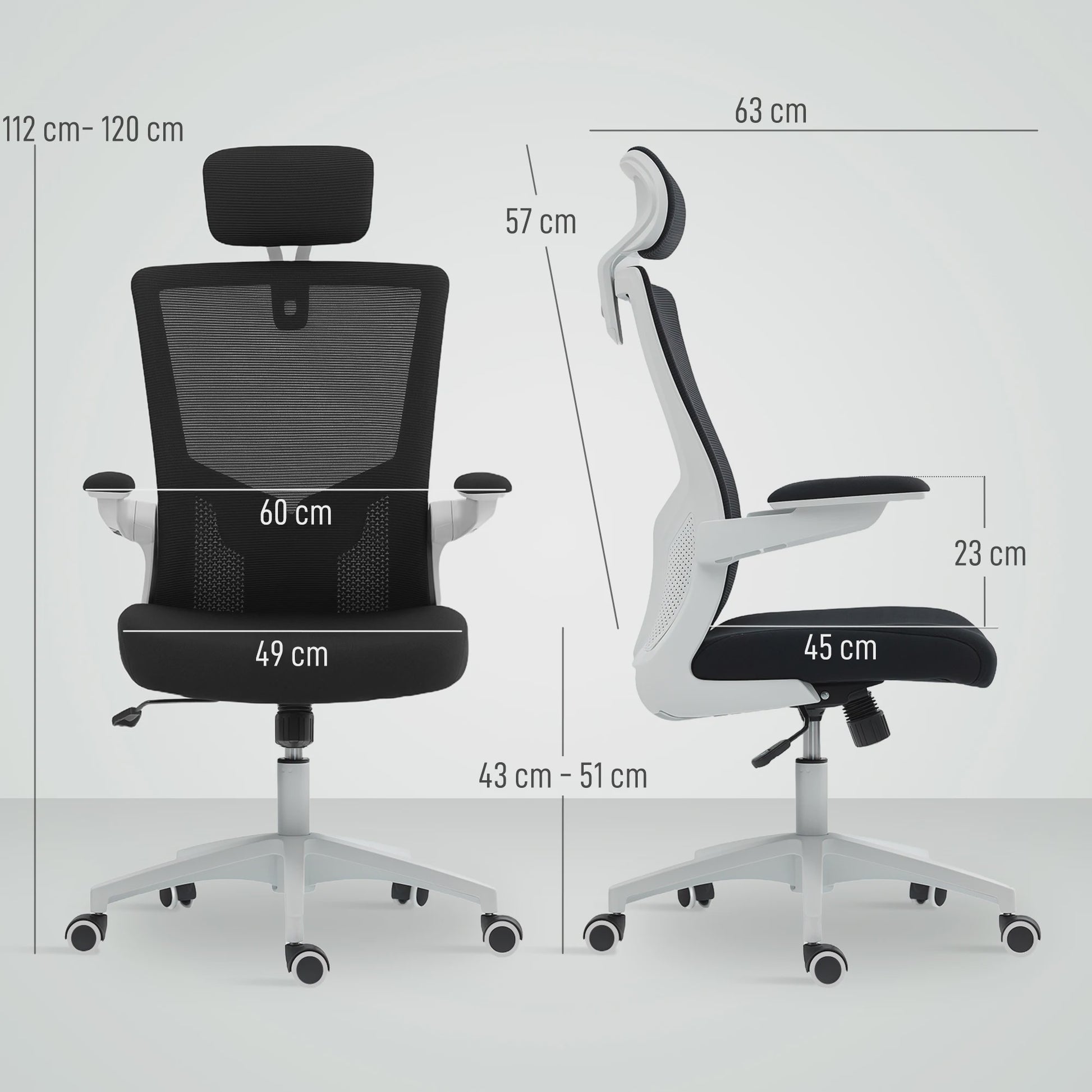 Ergonomische Bureaustoel met Hoofdsteun, Lendensteun en Verstelbare Armleuningen - Zwart
