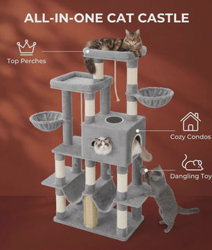 Grote Kattenboom 170 cm - Multi-Level Krabpaal met Ruim Zitplateau & Wasbare Mat - Geschikt voor Maine Coons
