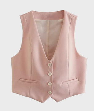 Chic Dames Vest - Vintage Mouwloos Single-Breasted Gilet voor een Stijlvolle Look