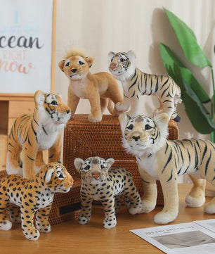 Realistische Pluche Dieren Knuffels - Tijger, Leeuw & Luipaard - Zacht Speelgoed & Decoratie