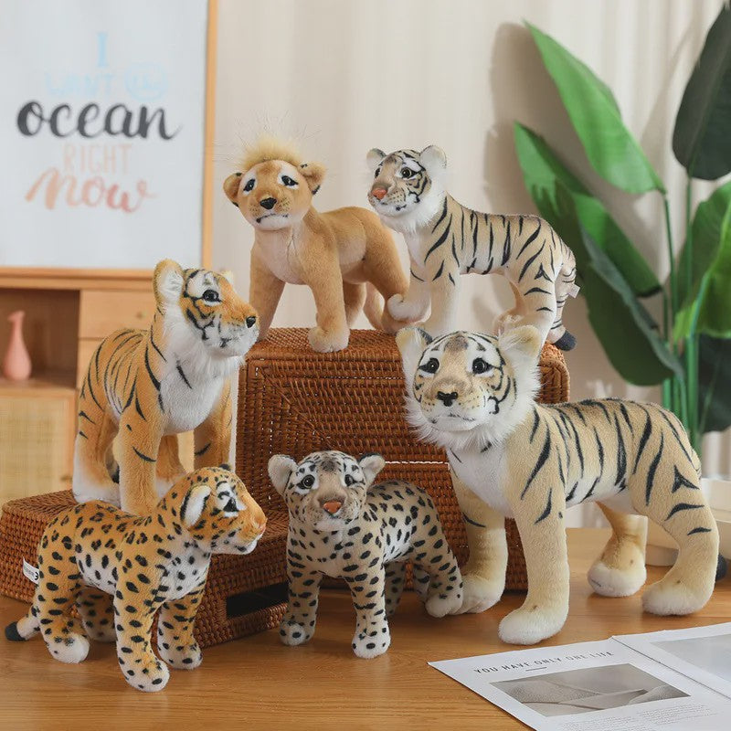 Realistische Pluche Dieren Knuffels - Tijger, Leeuw & Luipaard - Zacht Speelgoed & Decoratie