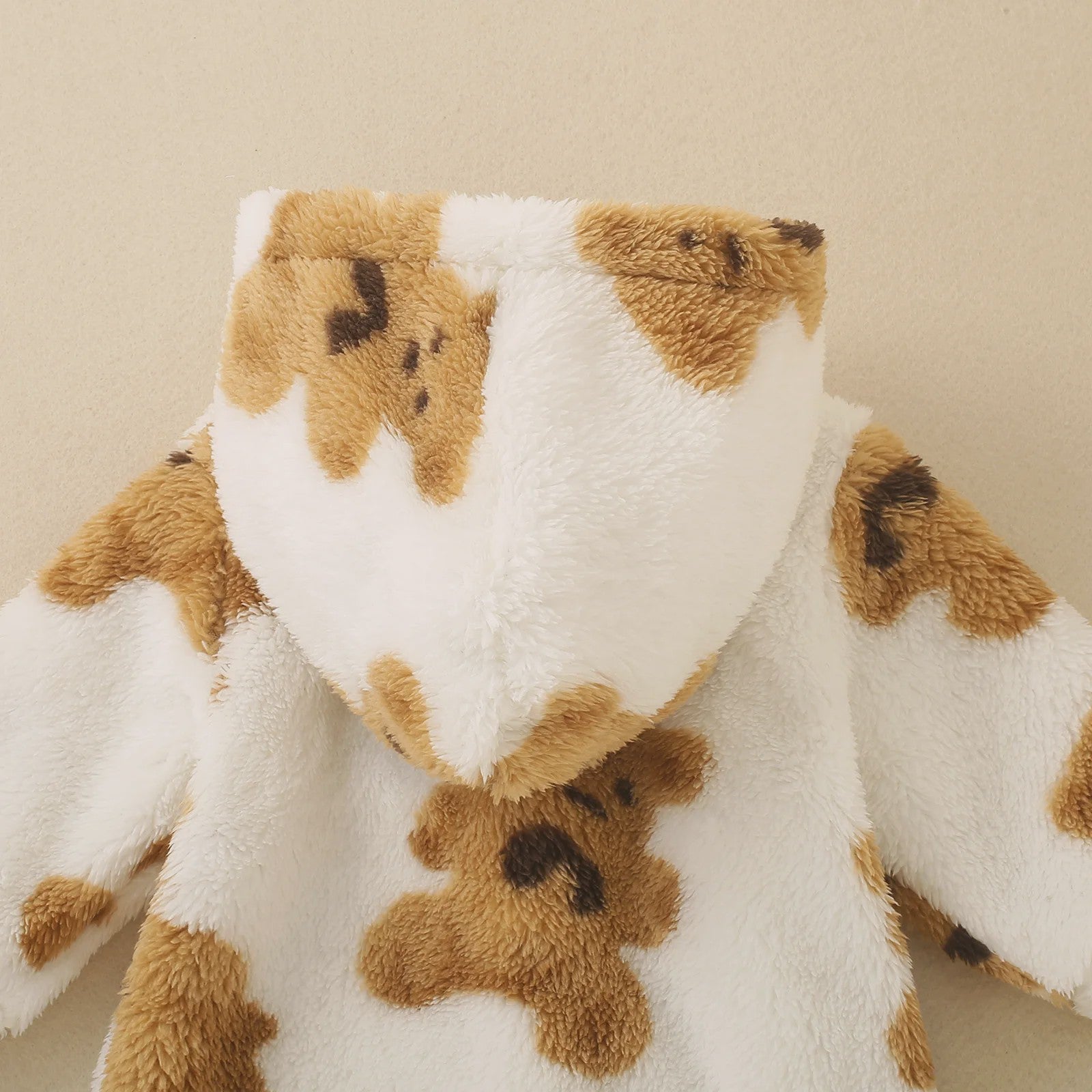 Schattige Baby Jumpsuit met Berenprint - Warm Fleece met Capuchon voor Peuters & Baby's