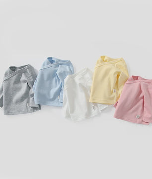 Newborn Baby Kimono Shirt Lange Mouw 100% Katoen - Makkelijk Aan & Uit