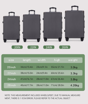 Aluminium Koffer met USB & Combinatieslot - Rolbaar Reiskoffer in Diverse Maten (20-28 inch)