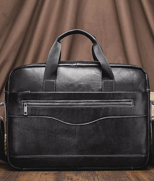 Luxe Leren Aktetas Heren - Draagbare Laptoptas & Schoudertas voor Kantoor en Reizen
