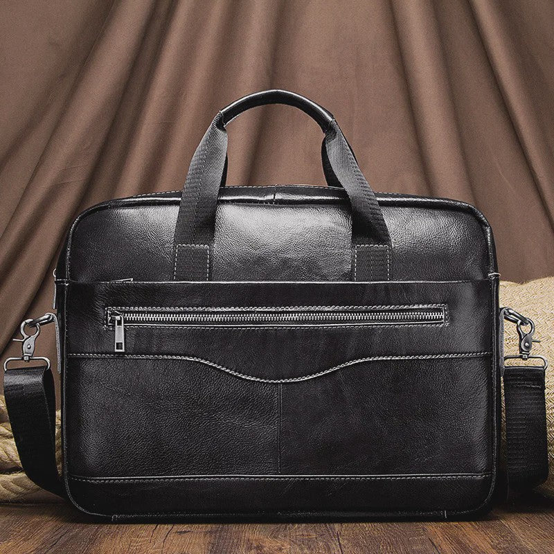 Luxe Leren Aktetas Heren - Draagbare Laptoptas & Schoudertas voor Kantoor en Reizen