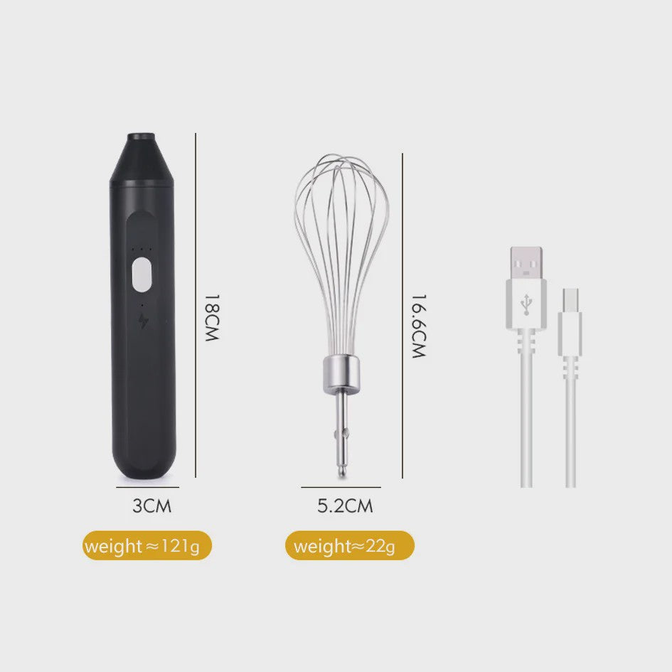 Draadloze Multifunctionele Garde: Compacte Handmixer met Melkopschuimer & Automatische Roerder