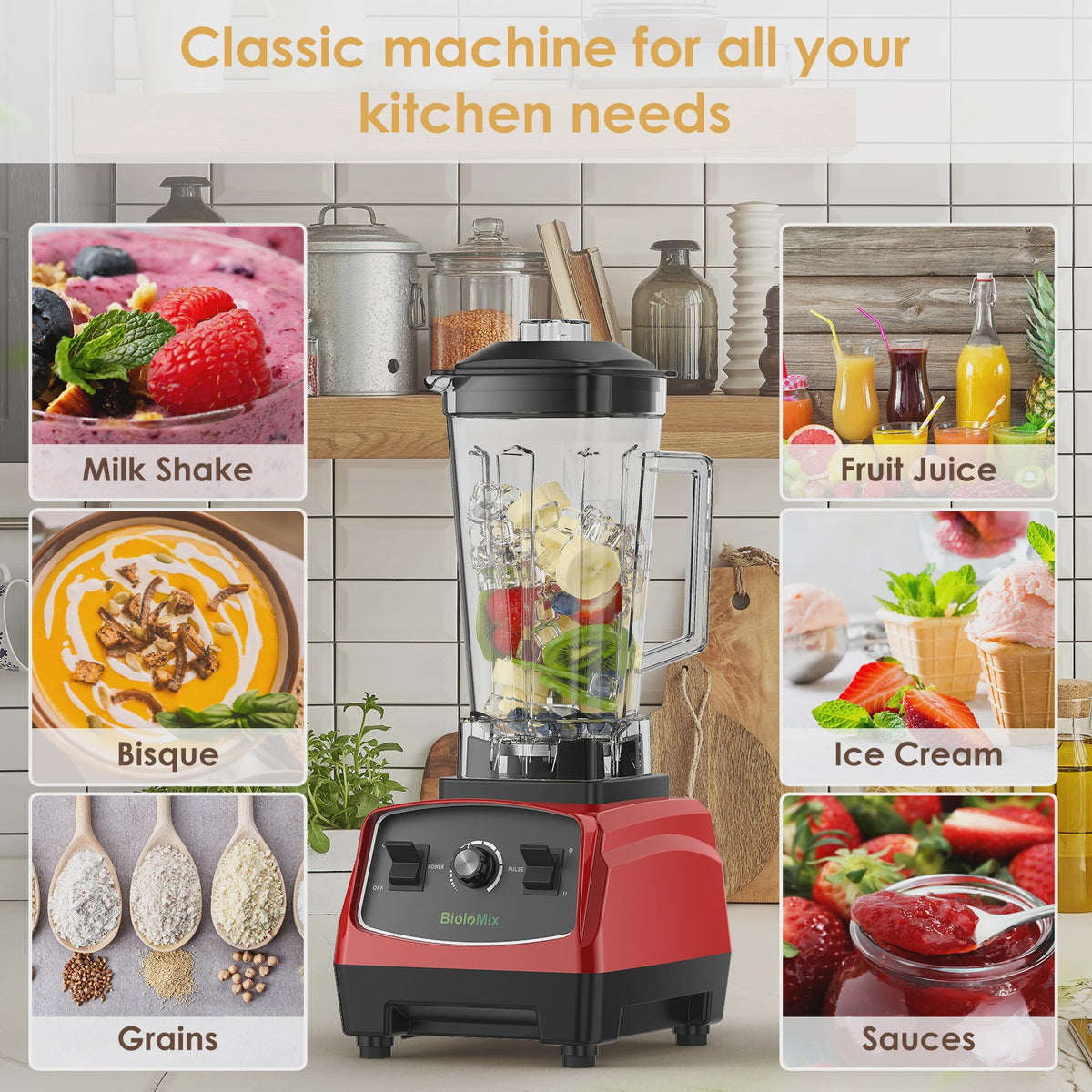 Krachtige BPA-vrije Blender 2200W - Professionele Mixer, Juicer & Foodprocessor
