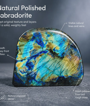 Unieke Labradoriet Kristal Decoratie - Natuurlijke Vorm, Blauw & Goud Sparkle