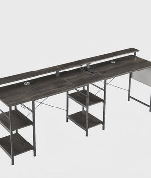 L-vormig Bureau met LED Verlichting, Stopcontacten en USB-poorten - Modern Grijs Design