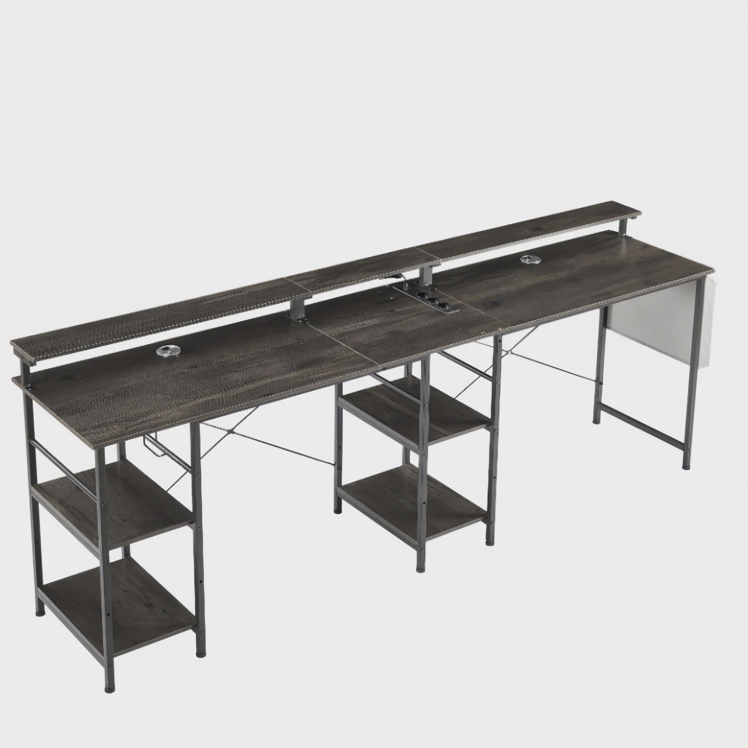 L-vormig Bureau met LED Verlichting, Stopcontacten en USB-poorten - Modern Grijs Design
