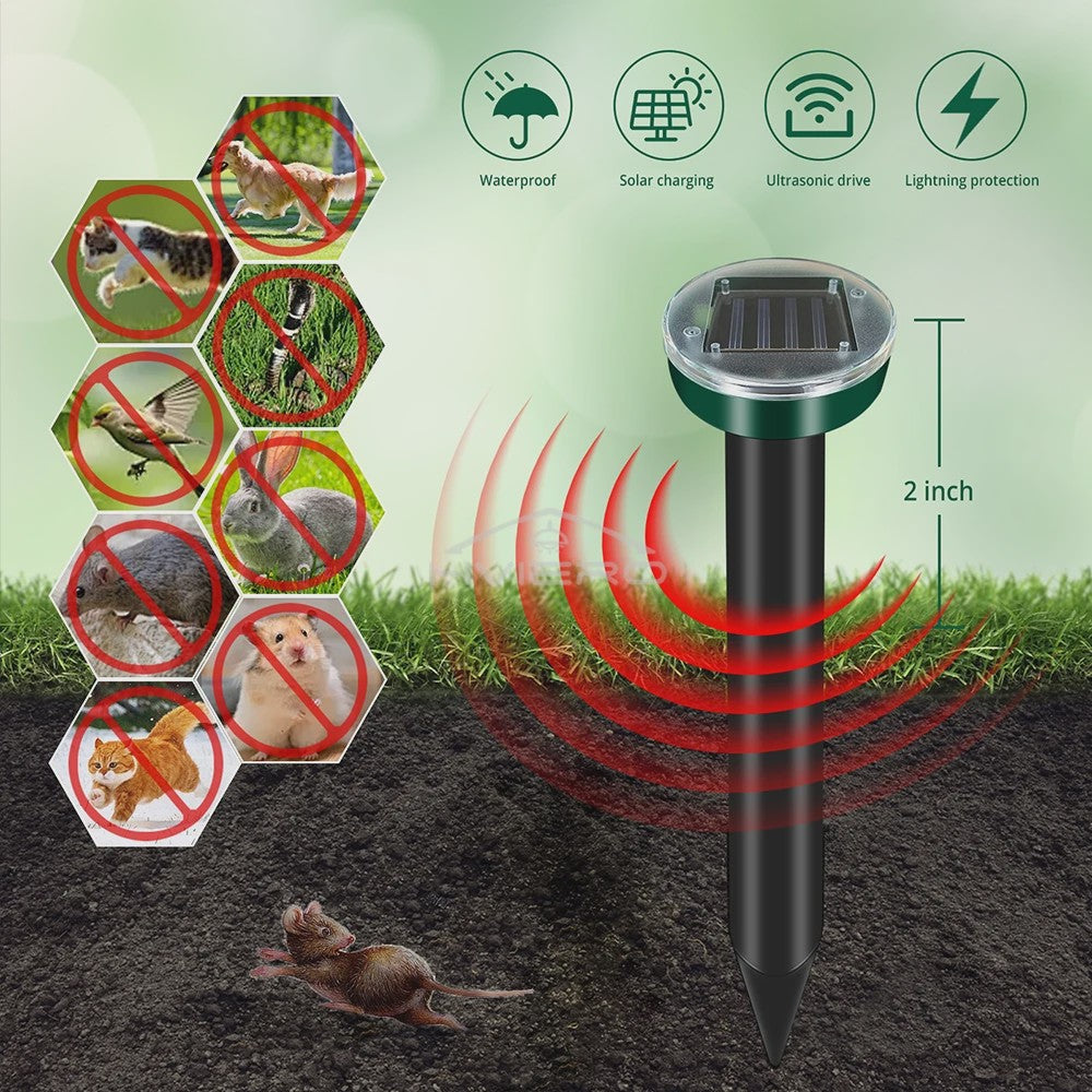 Solar Ongedierteverjager Sonic Ultrasoon - Mollen, Muizen & Knaagdieren Wekker