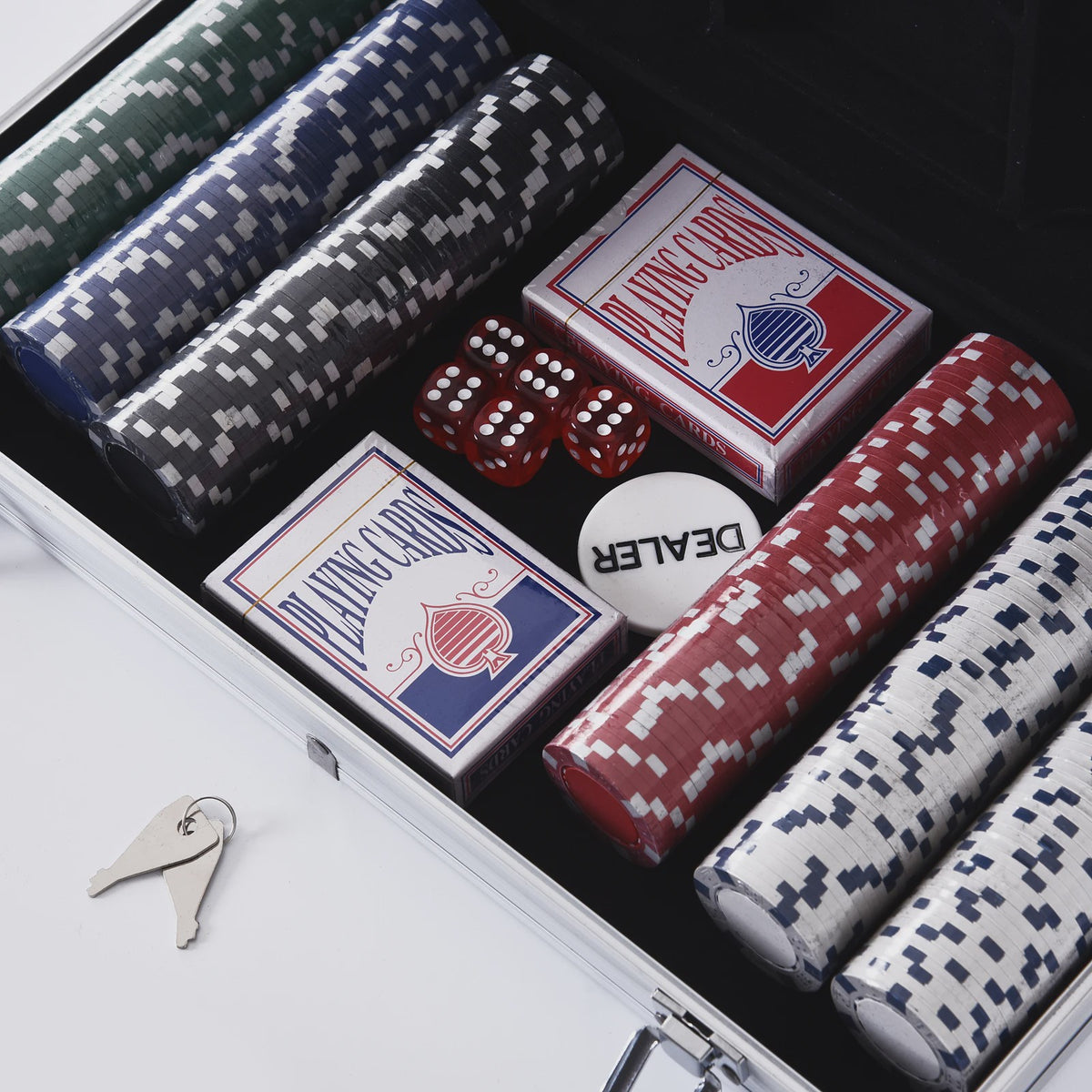 Complete Poker Set met 300 Chips, Kaarten en Aluminium Koffer