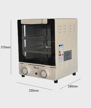 Compacte Verticale Oven 15L met Glazen Deur & Timer - Ideaal voor Kleine Keukens