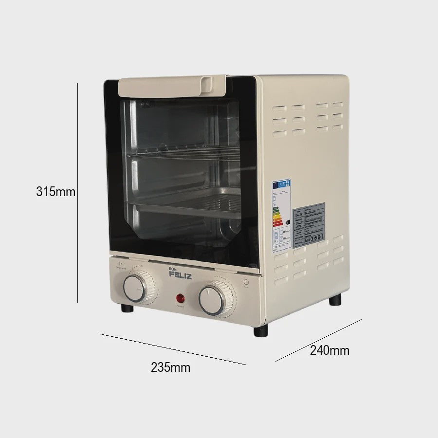 Compacte Verticale Oven 15L met Glazen Deur & Timer - Ideaal voor Kleine Keukens
